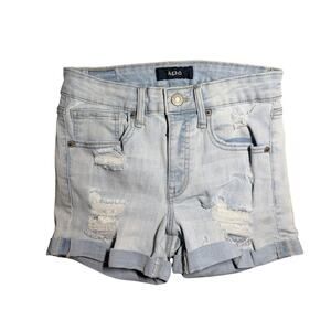 AERO Distressed  Shorts Women’s  4 Light Wash Mid  Cuffed Stretch Jean Shorts